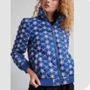 Desigual Padded Embroidered Fabric Bomber Jacket NWOT, S